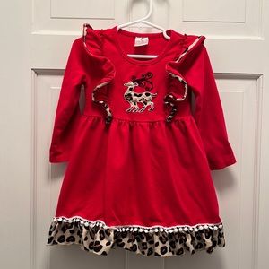 {Sydney So Sweet} Cozy Winter Dress - Leopard Print Reindeer - Size Medium/4T